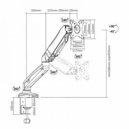 Soporte de Mesa con Contrapeso para Monitor Aisens DT27TSR-043/ Giratorio/ Inclinable/ hasta 9kg - PixelPlaza