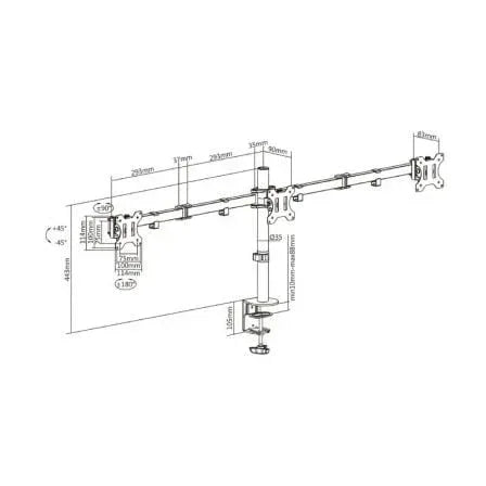 Soporte de Mesa para 3 Monitores Aisens DT27TSR-061/ Giratorio/ Inclinable/ hasta 7kg - PixelPlaza
