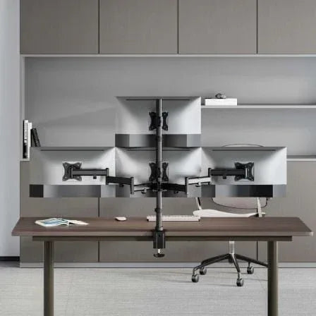 Soporte de Mesa para 4 Monitores y TV Aisens DT27TSR-379/ Giratorio/ Inclinable/ hasta 8kg - PixelPlaza
