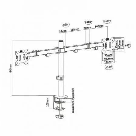 Soporte de Mesa para 2 Monitores Aisens DT32TSR-041/ Giratorio/ Inclinable/ hasta 8kg - PixelPlaza