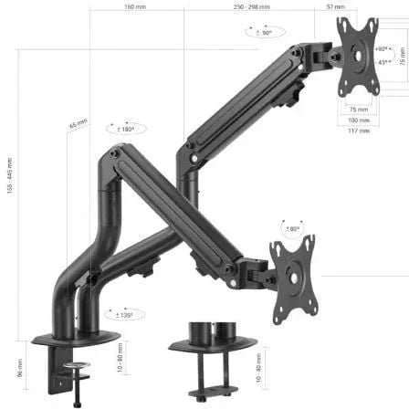 Soporte de Mesa para 2 Monitores Aisens DT32TSR-141/ Giratorio/ Inclinable/ hasta 8kg - PixelPlaza