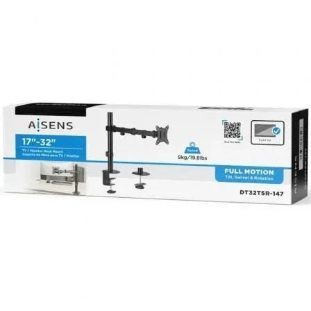 Soporte de Mesa para Monitor y TV Aisens DT32TSR-147/ Giratorio/ Inclinable/ hasta 9kg - PixelPlaza