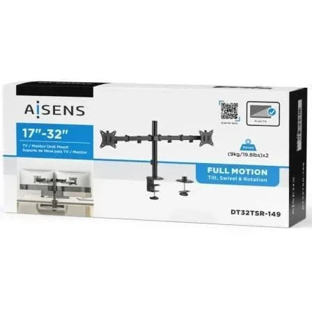 Soporte de Mesa para 2 Monitores o TV Aisens DT32TSR-149/ Giratorio/ Inclinable/ hasta 9kg - PixelPlaza
