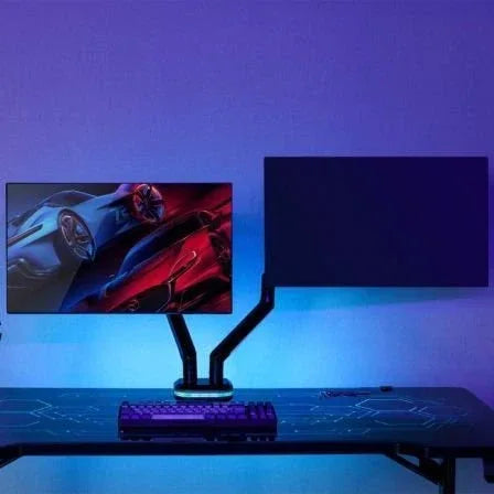 Soporte Gaming para 2 Monitores Aisens DT32TSR-297/ hasta 9kg/ con Iluminación RGB - PixelPlaza