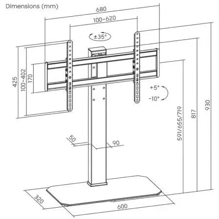 Soporte de Mesa Inclinable/ Giratorio Aisens DT86TS-291 para TV de 43-86" - PixelPlaza