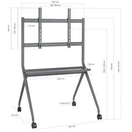 Soporte de Suelo con Ruedas Aisens FT86FE-143 para TV o Pantalla Interactiva 50"-86"/ hasta 120kg - PixelPlaza