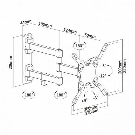 Soporte de Pared Extensible/ Giratorio/ Inclinable/ Nivelable Aisens WT42TSLE-011 para TV de 13-42"/ hasta 20kg - PixelPlaza