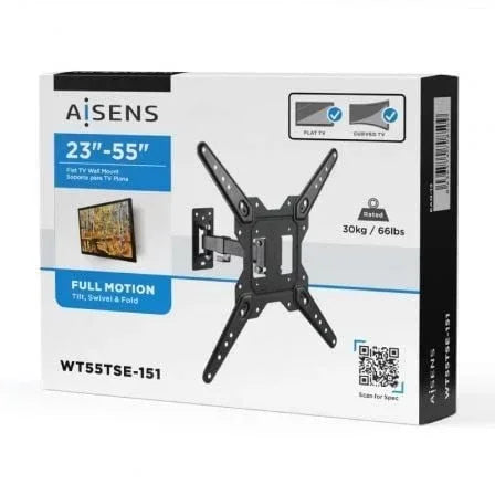 Soporte de Pared Extensible/ Giratorio/ Inclinable/ Aisens WT55TSE-151 para TV de 23-55"/ hasta 30kg - PixelPlaza