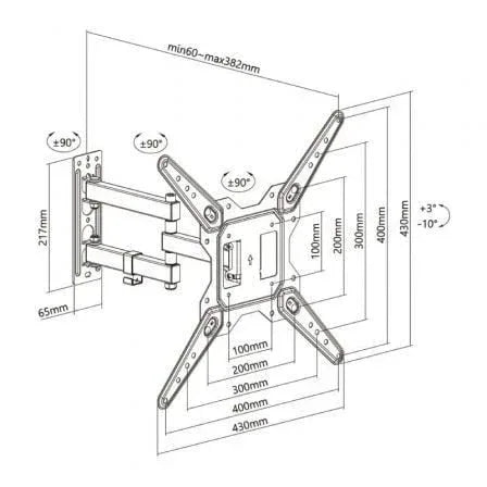 Soporte de Pared Giratorio/ Inclinable/ Aisens WT55TSE-153 para TV de 23-55"/ hasta 30kg - PixelPlaza