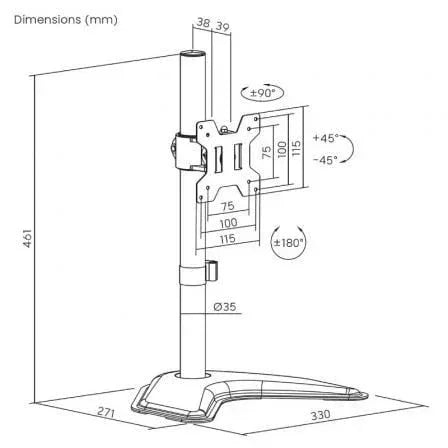 Soporte de Sobremesa para Monitor Aisens DT32TSR-283/ Giratorio/ Inclinable/ hasta 10kg - PixelPlaza