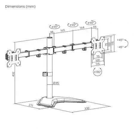 Soporte de Sobremesa para 2 Monitores Aisens DT32TSR-285/ Giratorio/ Inclinable/ hasta 10kg - PixelPlaza