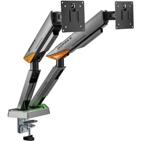 Soporte de Mesa Gaming para Monitor Aisens DT38TSRRGB-349/ Giratorio/ Inclinable/ hasta 16kg/ con Iluminación RGB - PixelPlaza