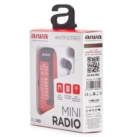 Radio Portátil Aiwa R-22RD/ con Batería/ a Pilas/ Roja - PixelPlaza
