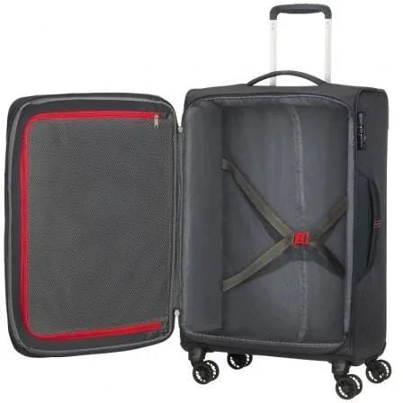 Maleta Mediana American Tourister Crosstrack Spinner Expansible 67cm/ 67.5x42x27.5cm/ 4 Ruedas/ Gris y Rojo - PixelPlaza