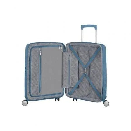 Maleta de Cabina American Tourister SoundBox Spinner 55cm/ 55x40x20cm/ 4 Ruedas/ Azul Piedra - PixelPlaza