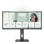 Monitor Profesional Curvo AOC CU34P3CV 34"/ WQHD/ Multimedia/ Regulable en altura/ Negro - PixelPlaza