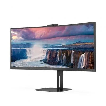 Monitor Profesional Curvo Ultrapanorámico AOC CU34V5CW/BK 34"/ UWQHD/ Webcam/ Multimedia/ Regulable en altura/ Negro - PixelPlaza