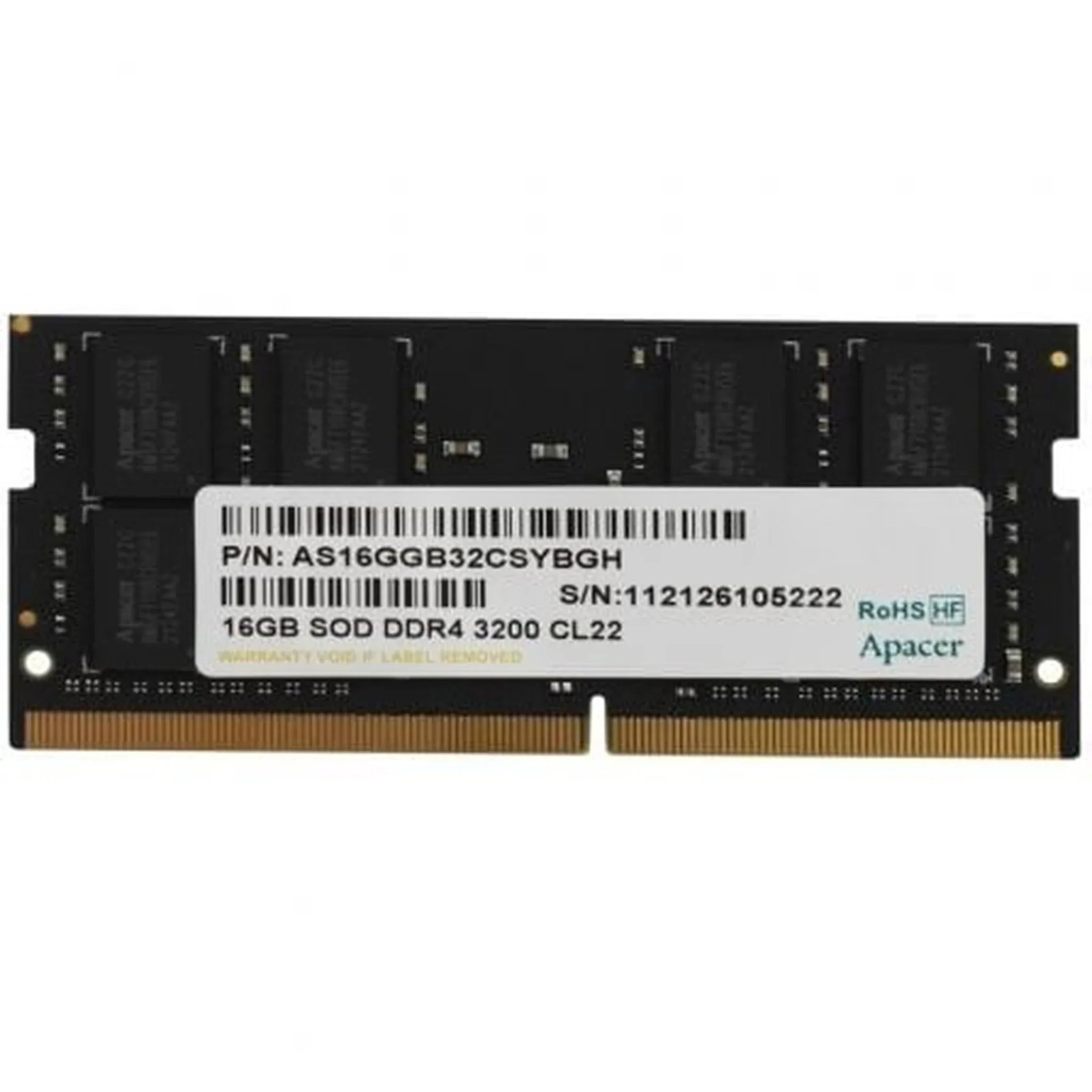 Memoria RAM Apacer ES.16G21.GSH 16GB/ DDR4/ 3200MHz/ 1.2V/ CL22/ SODIMM - PixelPlaza