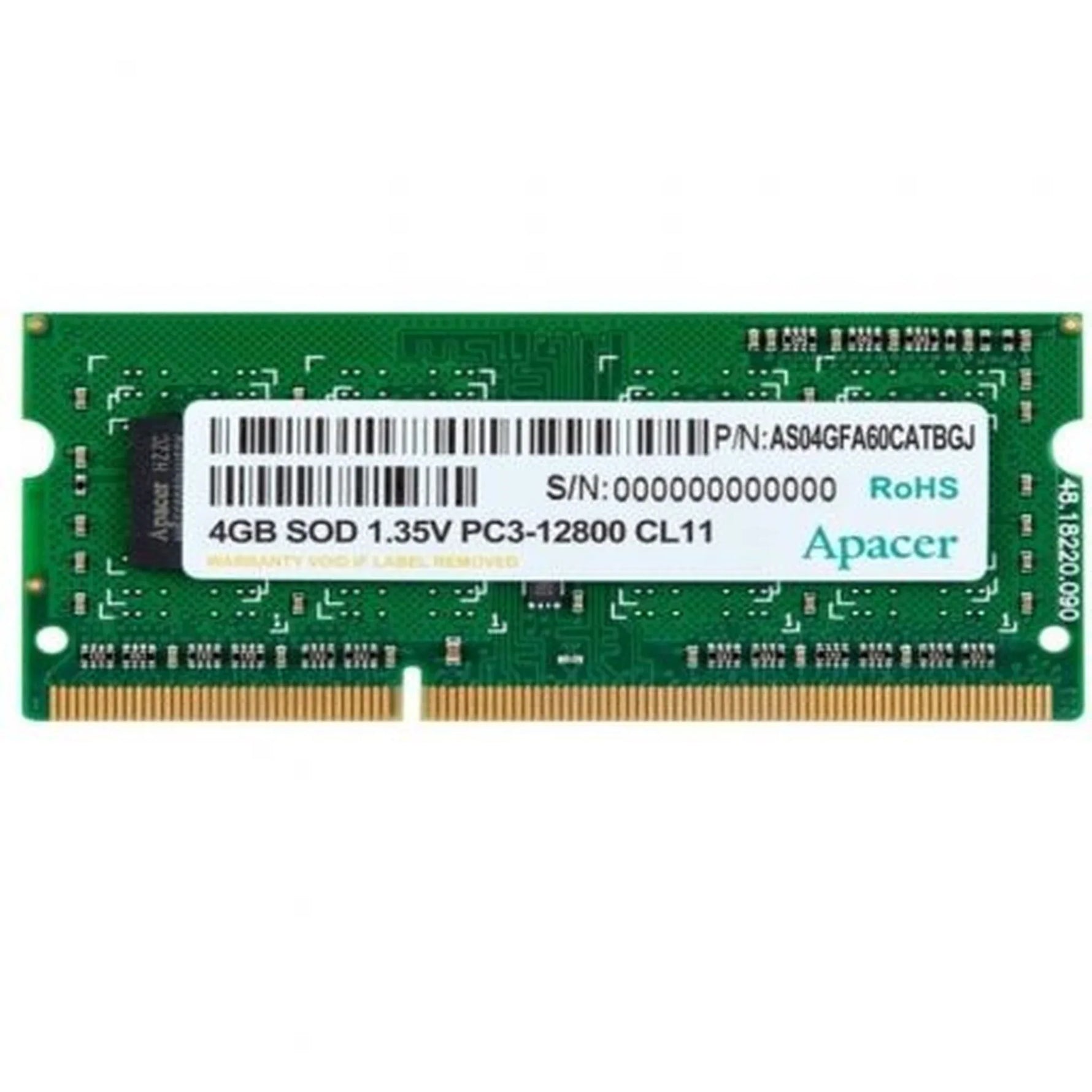 Memoria RAM Apacer DV.04G2K.KAM 4GB/ DDR3L/ 1600MHz/ 1.35V/ SODIMM - PixelPlaza