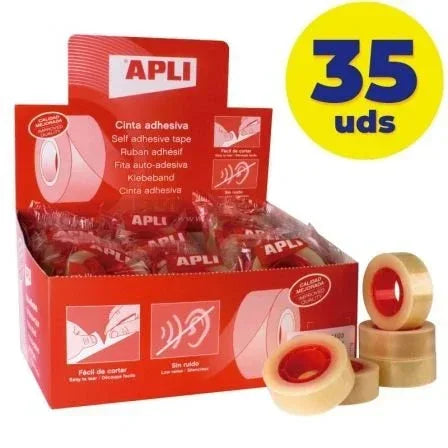 Caja de Cintas Adhesivas Transparentes Apli 11103/ 1.9cm x 33m/ 35 unidades - PixelPlaza