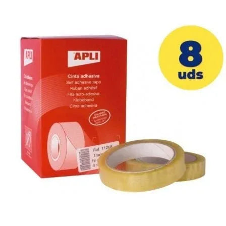 Caja de Cintas Adhesivas Transparentes Apli 11266/ 1.9cm x 66m/ 8 unidades - PixelPlaza