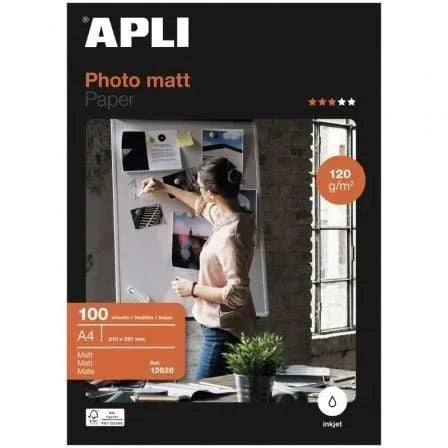 Papel Fotográfico Apli Matt 12626/ DIN A4/ 120g/ 100 Hojas/ Mate - PixelPlaza