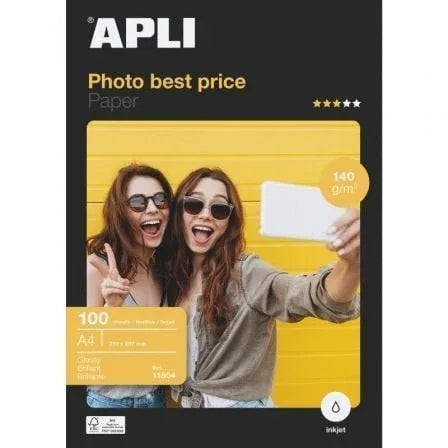 Papel Fotográfico Apli Bestprice 11804/ DIN A4/ 140g/ 100 Hojas/ Brillante - PixelPlaza