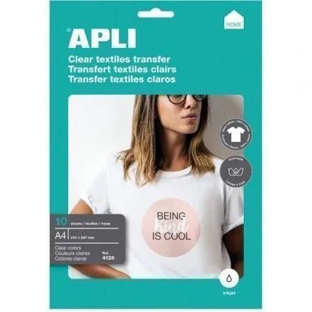 Papel Transfer Camisetas Apli 4128/ DIN A4/ 10 Hojas - PixelPlaza