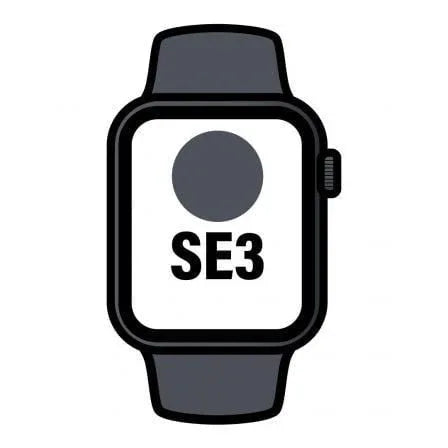Apple Watch SE3/ GPS/ 40mm/ Caja de Aluminio Medianoche/ Correa Deportiva Negra S/M - PixelPlaza