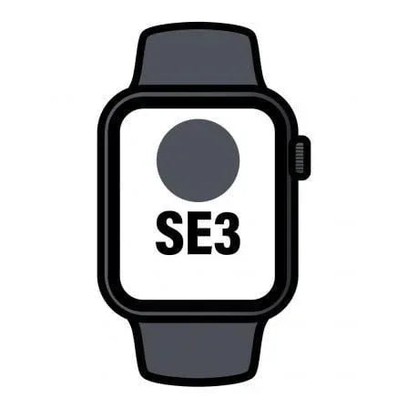 Apple Watch SE3/ GPS/ 44mm/ Caja de Aluminio Medianoche/ Correa Deportiva Negra M/L - PixelPlaza