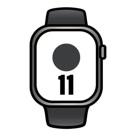 Apple Watch Series 11/ GPS/ Cellular/ 42mm/ Titanio Negro/ Pizarra Correa Deportiva Negro (S/M) - PixelPlaza
