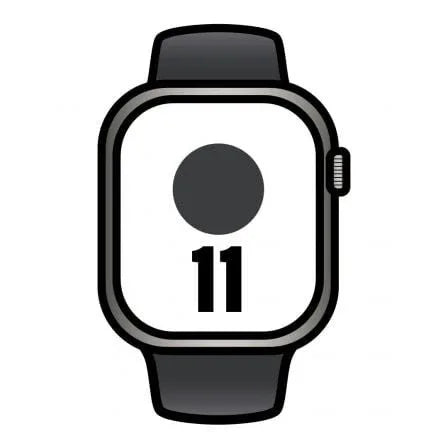 Apple Watch Series 11/ GPS/ Cellular/ 42mm/ Titanio Negro/ Pizarra Correa Deportiva Negro (S/M) - PixelPlaza