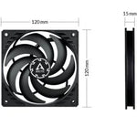 Ventilador Arctic P12 Slim PWM PST/ 12cm/ Negro - PixelPlaza
