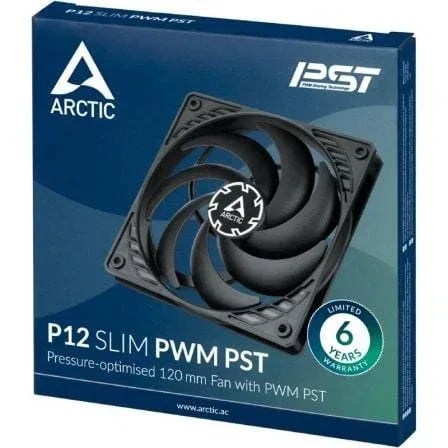 Ventilador Arctic P12 Slim PWM PST/ 12cm/ Negro - PixelPlaza