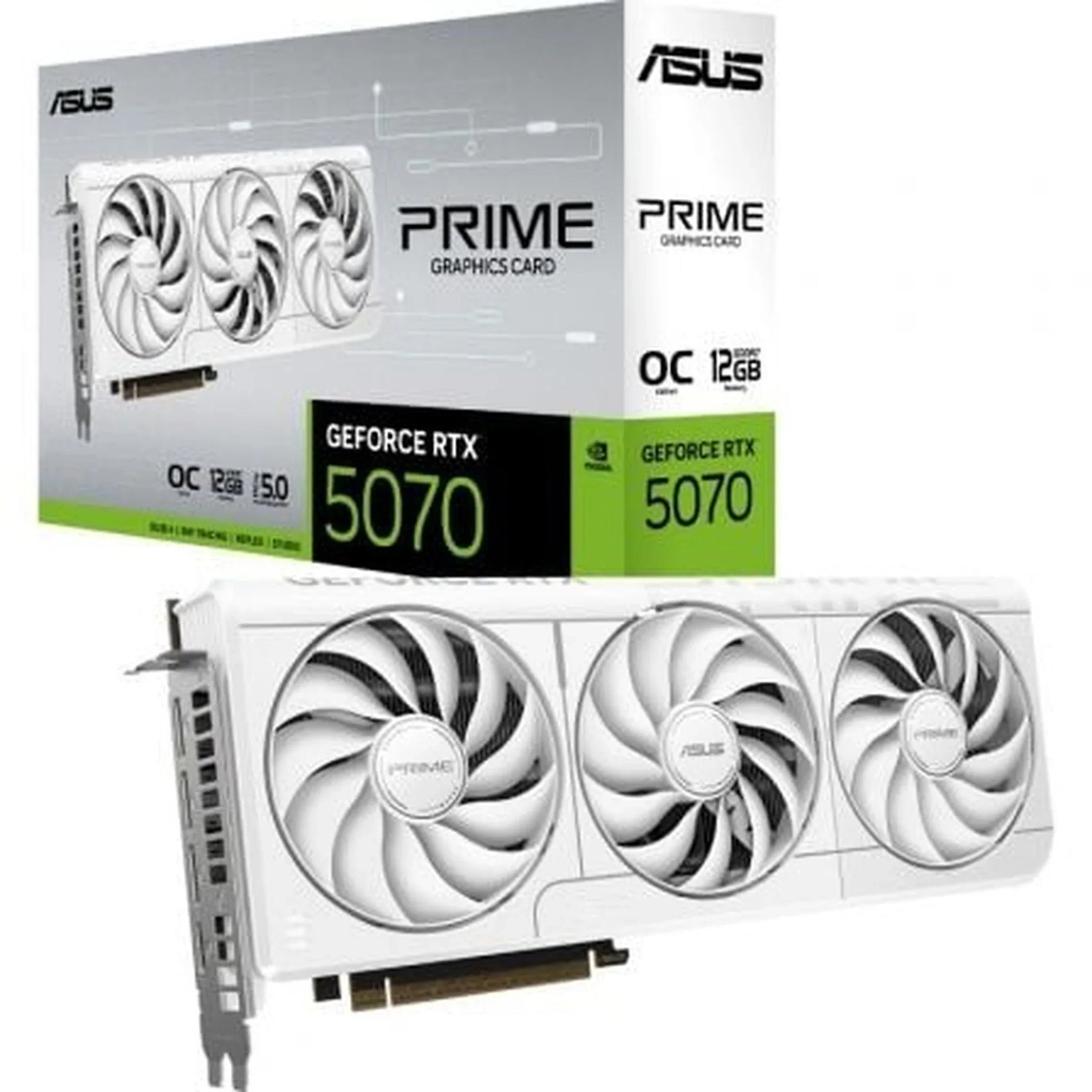 Tarjeta Grįfica Asus Prime GeForce RTX 5070 White OC Edition/ 12GB GDDR7 - PixelPlaza