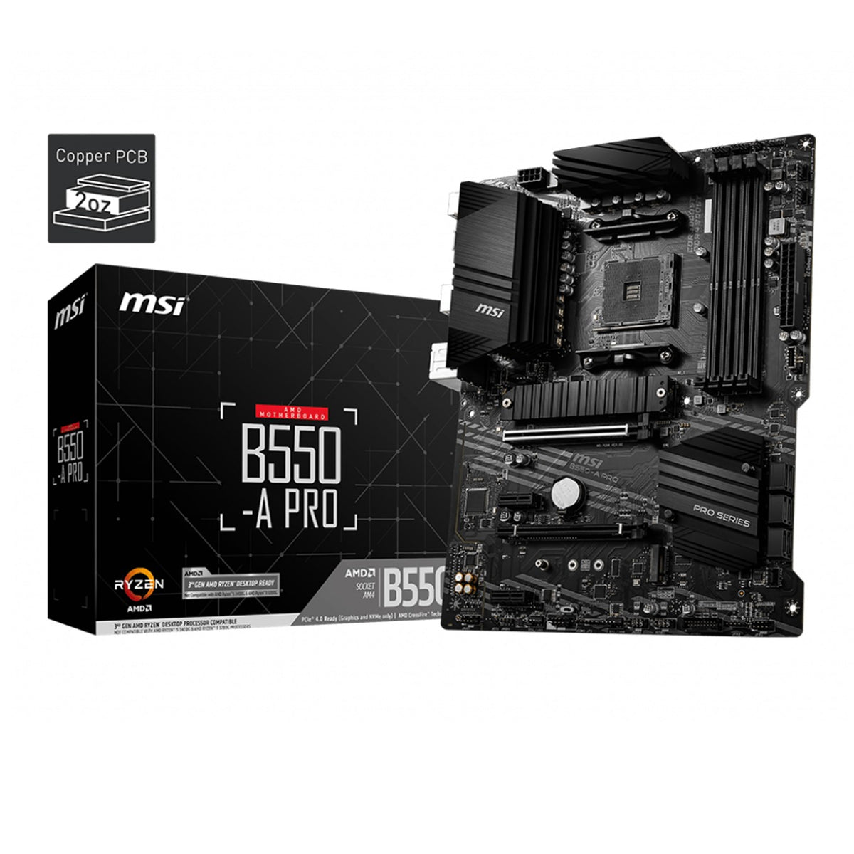 Placa base MSI AMD b550 - a pro am4 - ATX - DDR4 x4 · max 128GB - 3200 mhz - HDMI - display port