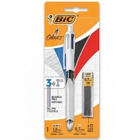 Bolígrafo de Tinta de Aceite Retráctil Bic 4 Colours 942103/ 1 unidad/ 4 Colores de Tinta/ Cuerpo Color Blanco - PixelPlaza