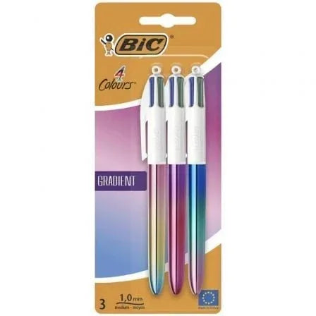 Caja de Bolígrafos de Tinta de Aceite Retráctil Bic 4 Colours Gradient 511030/ 3 unidades/ 4 Colores de Tinta/ Cuerpo Color Gradiente - PixelPlaza