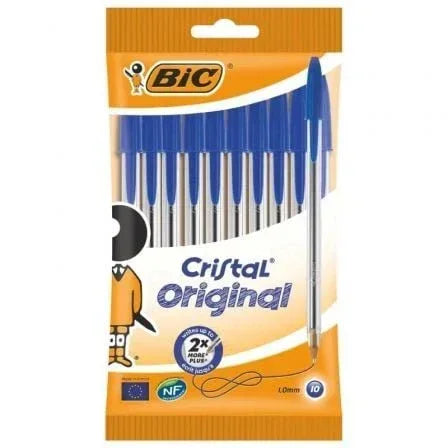 Bolígrafos de Tinta de Aceite Bic Cristal Original 516352/ 10 unidades/ Azules - PixelPlaza