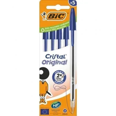 Bolígrafo de Tinta de Aceite Bic Cristal Original 516344/ 5 unidades/ Azul - PixelPlaza