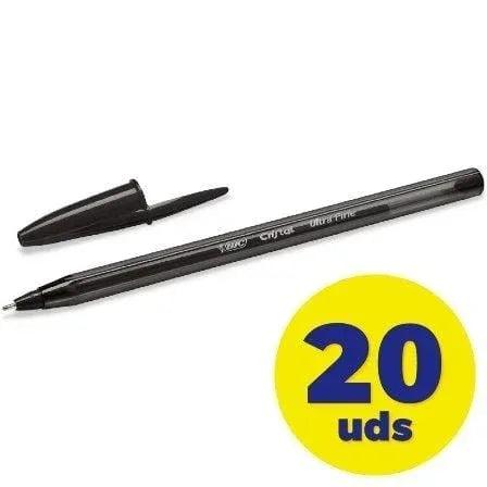 Caja de Bolígrafos de Tinta de Aceite Bic Cristal Exact Ultrafine 992603/ 20 unidades/ Negros - PixelPlaza