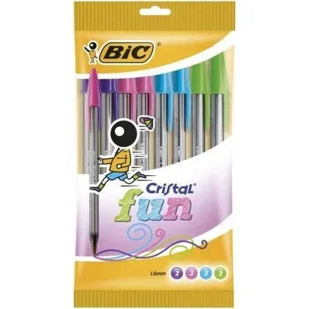 Bolígrafos de Tinta de Aceite Bic Cristal Fun 921342/ 10 unidades/ Colores Surtidos - PixelPlaza