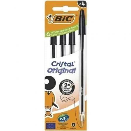 Bolígrafos de Tinta de Aceite Bic Cristal Original 516335/ 4 unidades/ Negros - PixelPlaza