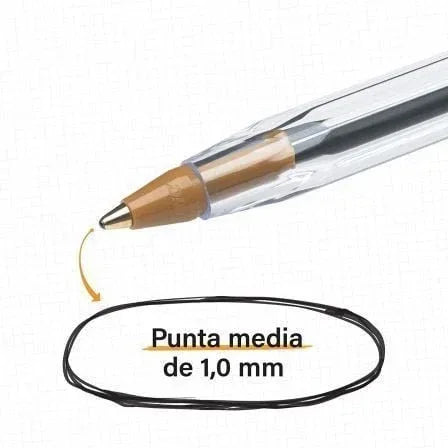 Caja de Bolígrafos de Tinta de Aceite Bic Cristal Original 8373639/ 50 unidades/ Negros - PixelPlaza