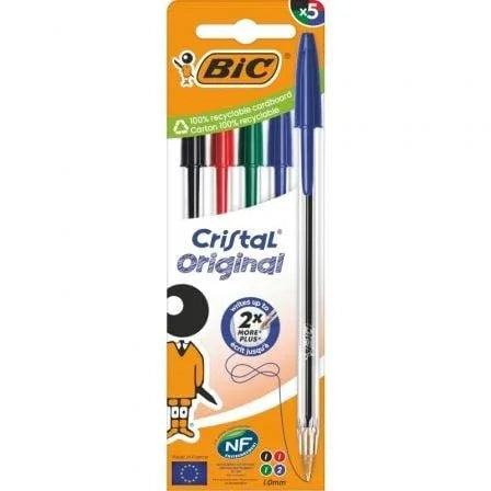 Bolígrafos de Tinta de Aceite Bic Cristal Original 516346/ 5 unidades/ Colores Surtidos - PixelPlaza
