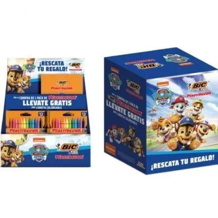 Expositor Bic Paw Patrol de Lápices de Cera y Cuadernos/ 24 Packs de 12 Unidades de Ceras/ 24 Cuadernos/ Surtido de Colores - PixelPlaza