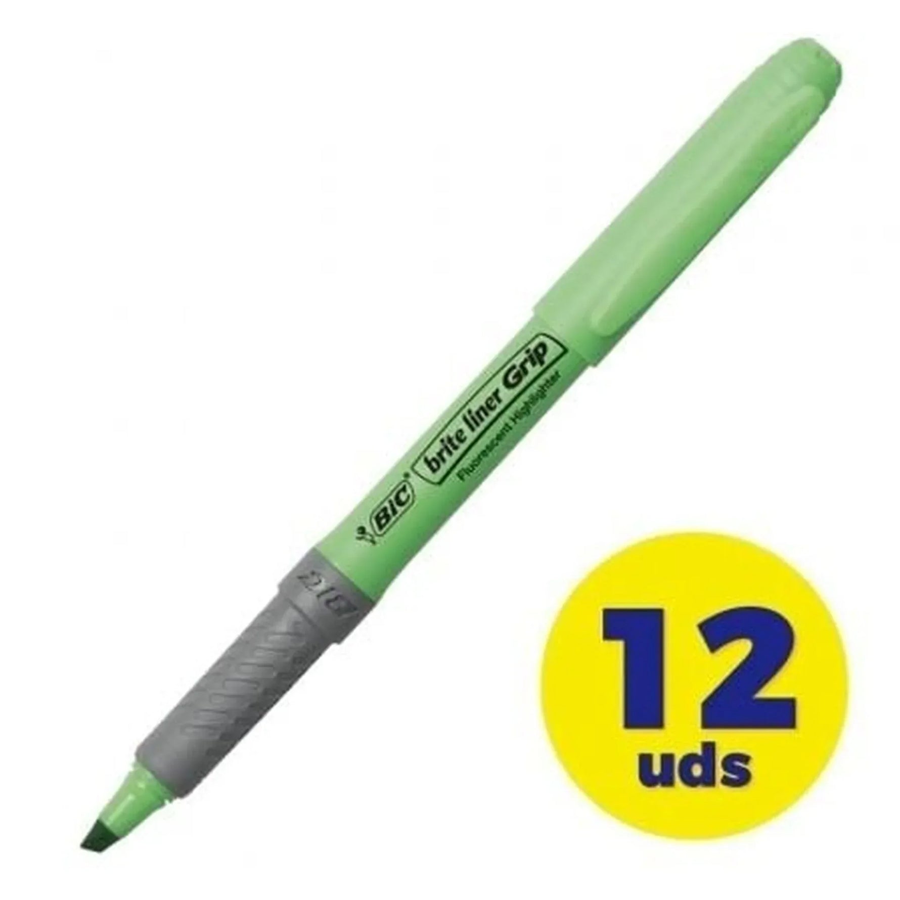 Caja de Marcadores Fluorescentes Bic Brite Liner Grip/ 12 unidades/ Verdes - PixelPlaza