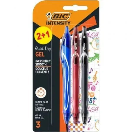 Bolígrafo de Tinta de Gel Retráctil Bic Gelocity Quick Dry 972035/ 3 unidades/ Surtidos - PixelPlaza