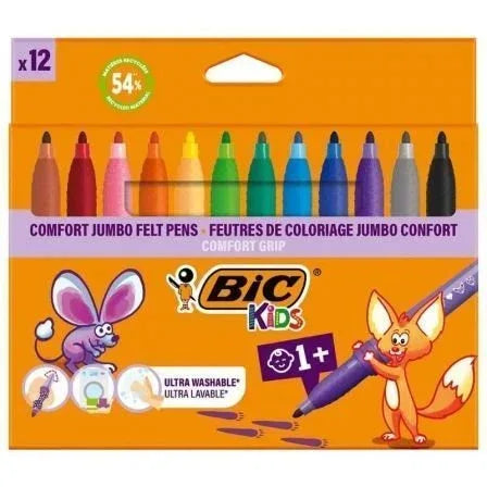 Rotuladores Punta Ancha Bic Kids Comfort Jumbo 517250/ 12 unidades/ Colores Surtidos - PixelPlaza