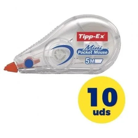 Caja de Correctores de Escritura en Cinta Bic Tipp-Ex Mini Pocket Mouse/ 5mm x 5m/ 10 unidades - PixelPlaza